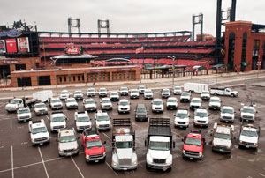 A vast fleet of trucks